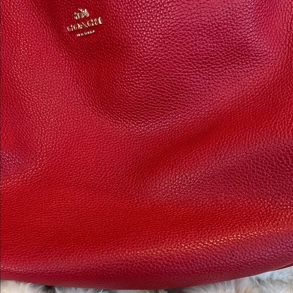 Coach Pebbled Leather Red Hobo Bag - Picture 13 of 14